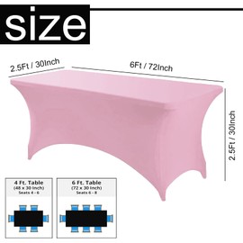 Mienocol Purple Spandex Tablecloths,6FT Stretchable Rectangle Table Cover Washable Tablecloth Universal Patio Elastic TableCover for Kitchen,Event, Wedding, Cocktail Bar Exhibition,Banquet,Party
