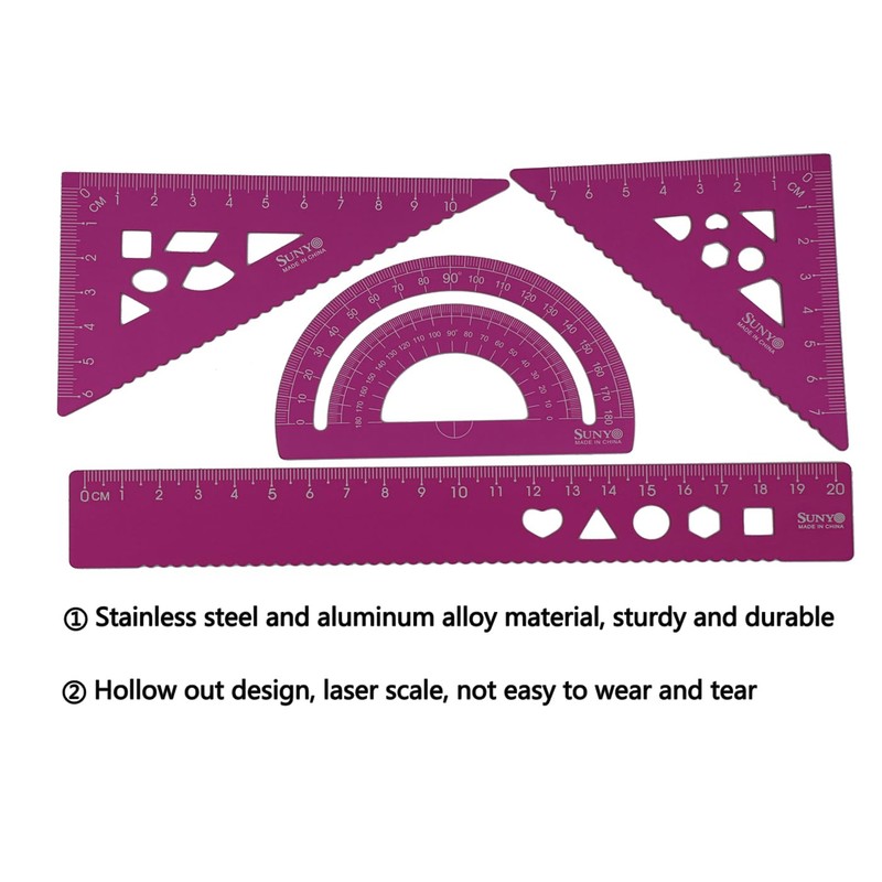 YUANCOX Student Rulers set of 4 pieces Drawing Straight Lines