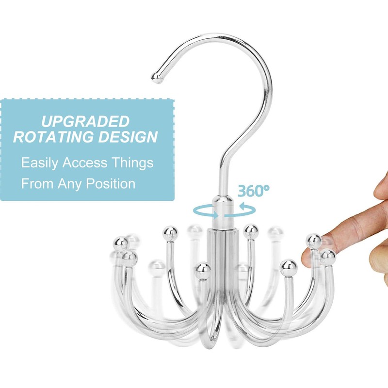 2 Pack Belt Hanger with 8 Claws, Belt Organizer for