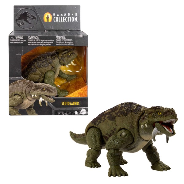 Mattel Jurassic World Hammond Collection Dinosaur Action Figure, Scutosaurus Premium