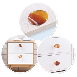 Rockcloud Natural Orange Stripes Agate Stone Knob Drawer with Screws, Oval Rough Gemstone Pull Handle for Dresser Cabinet Wardrobe Hardware Accessories Home Furniture Decoration, 4 PCS