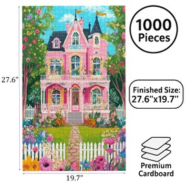 Capeside Victorian 1000 Piece Jigsaw Puzzle – Victorian Garden House Scene with Flowers and Fence, Cottagecore Aesthetic Gift, Vintage Villa Design for Home Decor, Puzzle Lovers (Capeside Victorian)