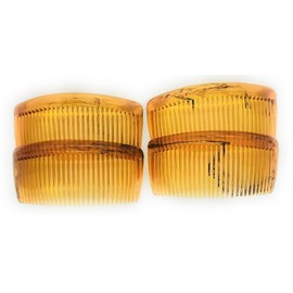 Good Hair Days Peines laterales de Estados Unidos, 4 peines curvados grandes de color ámbar miel para mujer, giro francés, peinado decorativo, para cabello fino o grueso, 29 dientes de 3.75 x 2
