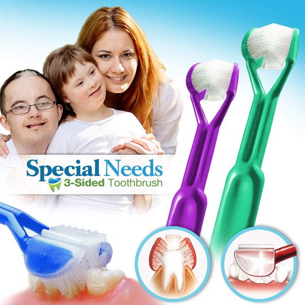 DenTrust 3-sided Caregiver Toothbrush : Soft : Gentle Wrap-Around Design : Optimum Results : Made in the USA :