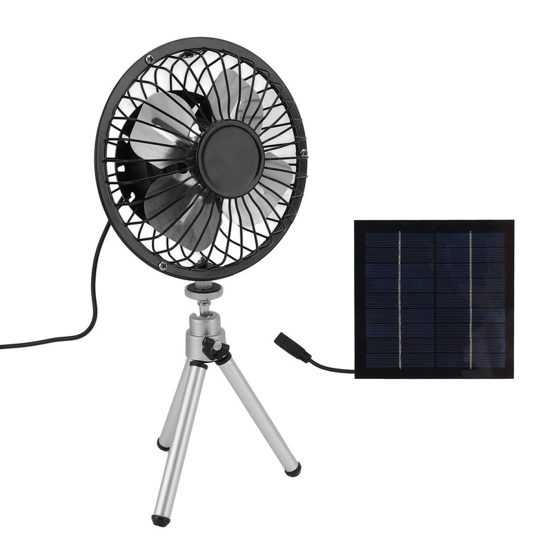 Portable Solar Fan 6W 6 Inches Solar USB Dual Powered