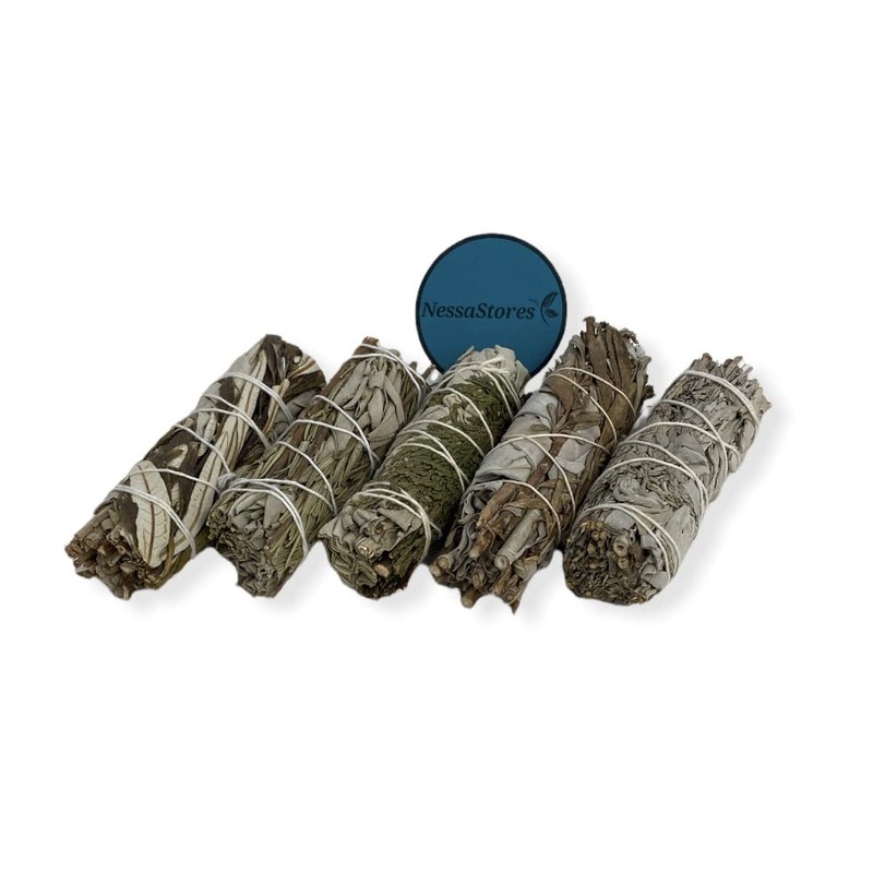NESSASTORES - White Sage Mixture Smudge Sampler Kit 4" Bundles