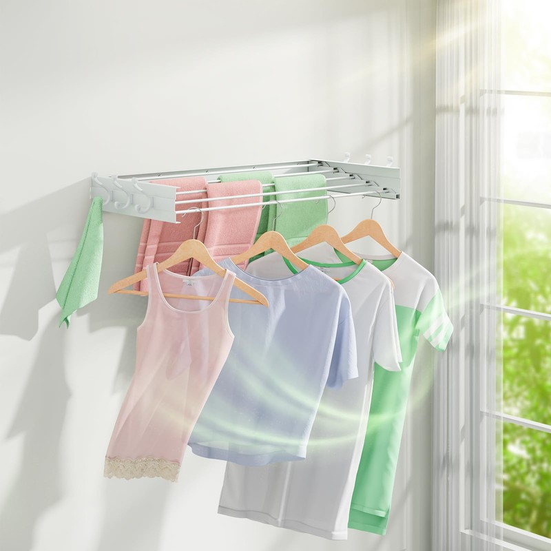 BAKON Clothes Drying Rack Wall Mounted 40", Laundry Clothes Drying
