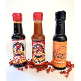 Chiltepin Sonora, La Camananga Roja y Negra Salsa Seafood Sauce, La Original by Lencho 4x4 and Marisquero from Guasave Sinaloa 3 Pack, 5 oz Each