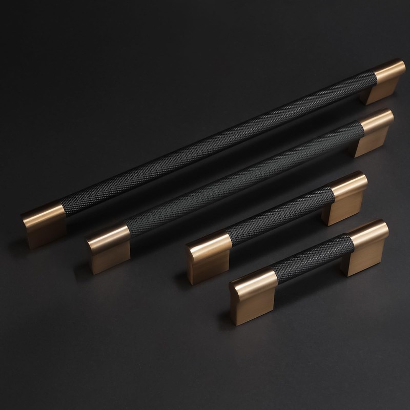 BUKOBYHE 10 Pack 3.75Inch Black and Champagne Bronze Kitchen Cabinet