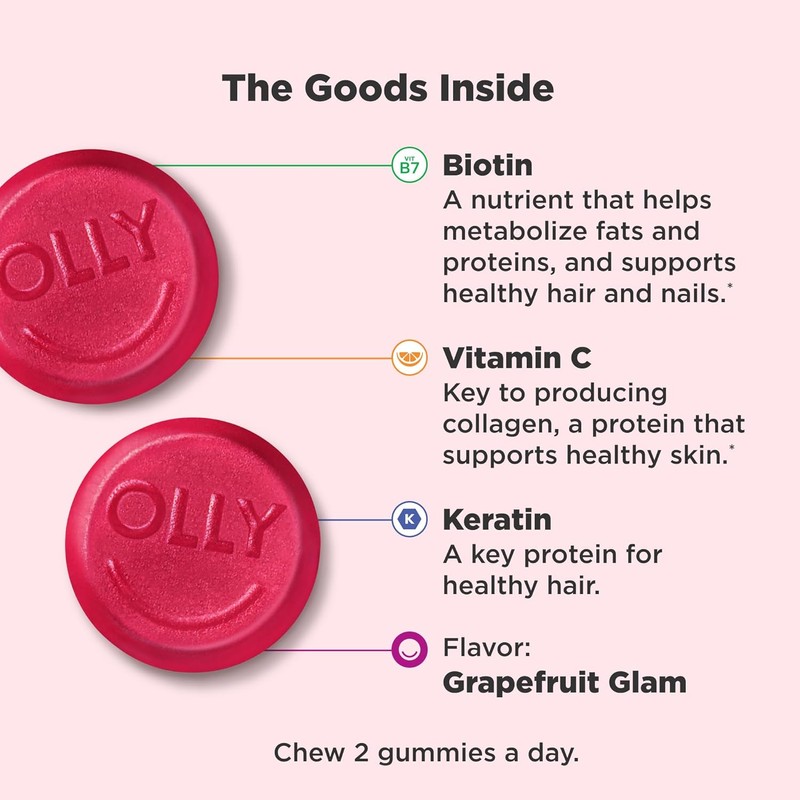 OLLY Undeniable Beauty Gummy, For Hair, Skin, Nails, Biotin, Vitamin