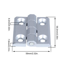 JIQI Matte Silver Backflap Shed Hardware Square Folding Hinge with Mounting Holes, for Cabinet Furniture Drawer and Heavy Equipment Switch Box, 2 Pcs Metal 2.36"x2.36"(60x60mm)