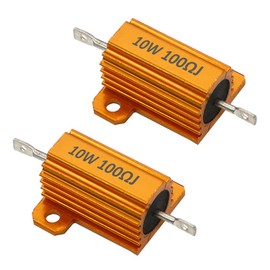 ETOPARS 2 Pcs 10W 100 Ohm 5% Aluminium Casing Wirewound Resistor Load Resistors Tap Resistor Chassis Mounting Wirewound Golden Housing Resistor