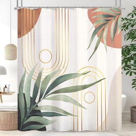 YCSBOHOSCS Boho Sage Green Shower Curtain 70.8x70.8 with 12 Hooks