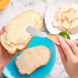 4 Pcs Cheese Spreader Knives Butter Knife with Wooden Handle Stainless Steel Cheese Butter Knife for Cheese Cold Butter Jam Pastry and Other Kitchen Accessories 4.84 Inch