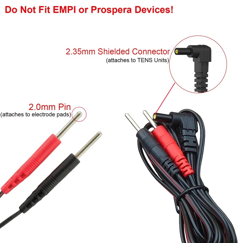 4 Packs TENS Lead Wires Replacement with Upgraded Durability Compatible