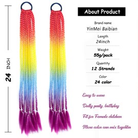 2Pcs Natural Hair Ponytail Extension, Braided Ponytail Extensions Soft Synthetic Natural Hair Pieces for Women Girls Daily Wear (Multicolor)