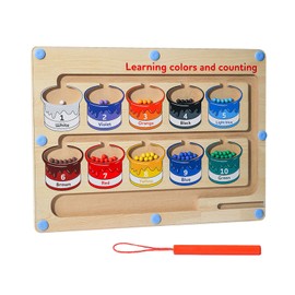 Children Magnetic Color Number Maze Fine Motor Skill Brain Training Educational Wooden Magnet Board Puzzle