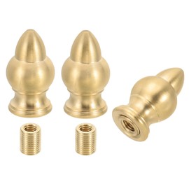 PATIKIL 17.5 x 31mm Lamp Finials Caps Knob, 3 Set Solid Brass Lamp Shade Top Decoration Screw Cap Nuts with Brass Reducing Adapter for Table Lamps Floor Lamps