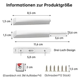 GoldRock Push to Open Push to Open Door Opener, White, Pack of 4, Tip On for Doors, Soft Close Retrofitting, Soft Close Door Damper, Magnetic Catch Damper for Cabinet Doors, Magnetic Door Closer