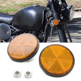Set of 2 Reflectors with Nuts for Motorcycles, Bicycles, and Small Vehicles - Yellow Round