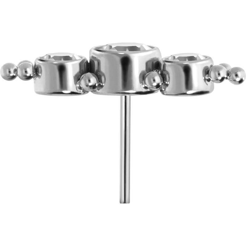 PIERCINGLINE Titanium Attachment with Push Pin 3 Crystals and Balls