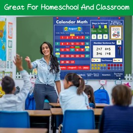 Daily Math Calendar Classroom Pocket Chart, Math Activities Educational Pocket Chart Teaching Calendar All About Number Activities for Counting, Problem –Solving, Elementary and Pre-School