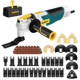 Enventor Multi Tool Saw, Electric Oscillating Saw with 43PCS Accessories, Auxiliary Handle, Max 22,000 OPM, 6 Variable Speeds, 3°Oscillation Angle, Oscillating Tool Kit for Cutting, Scraping, Sanding