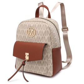 MKP Ladies Small Backpack Purse for Women Fashion Daypacks Purse Shoulder Bag with Charm Tassel, Beige, 9"L x 5.5"W x 10"H, Daypack Backpacks