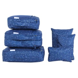 6pcs Waterproof Travel Clothes Storage Bags Luggage Organizer Travel Packing Pouches(Navy Blue)
