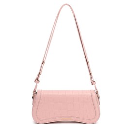 Small Shoulder Bags for Women, Crocodile Pattern Leather Women's Shoulder Handbags, Clutch Hobo Purses Designer Bags (Pink)