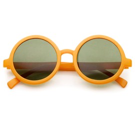 zeroUV Trendy Round Retro Sunglasses for Women, UV400 Vintage Horn Rimmed Neutral-Colored Lens 52mm (MatteOrange/Green)