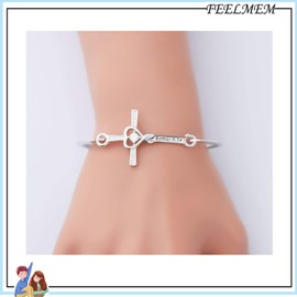 FEELMEM Bible Verse Esther 4:14 Cross Bracelet Perhaps This is The Moment for Which You Have Been Created Infinity Cross Bangle Religious Jewelry Gift for Women Girl (Esther4:14)
