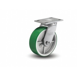 Albion 16PI08201S 6" Diameter Polyurethane on Cast Iron Wheel Medium Heavy Duty Swivel Caster, Roller Bearing, 4-1/2" Length x 4" Width Base Plate, 1250 lb. Capacity Range