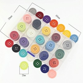 Botones surtidos de 1 pulgada de 15 colores, botón redondo de resina para coser paquete múltiple de 90 unidades con caja (cada color 6 unidades, 25 mm)