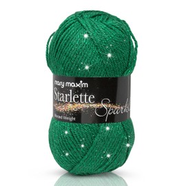 Mary Maxim Starlette Sparkle Yarn, 4 Medium Worsted Weight Green Yarn for Knitting and Crocheting, Acrylic Polyester Blend for Blankets, Clothing, and Decor, 196 Yards - Emerald Green