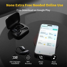 AI Translation Earbuds for Real-Time Translation, 150 Languages, Translation Music and Calling 3-in-1 Device for Translation, Music & Calls, Instant Translation for Travel, Business, and Learning