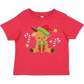inktastic Cute Christmas Reindeer with Presents and Candy Canes Toddler T-Shirt 7 Red 39188