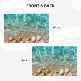 Beach Placemats Set of 6 Starfish Seashell Nautical Imitation Linen Placemat Heat Resistant Dining Teal Summer Coastle Table Place Mats for Kitchen Indoor Outdoor Restaurants 12''x18''