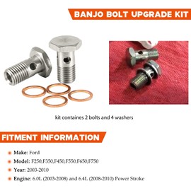 Fuel Banjo Bolt Ultra High Flow Upgrade Kit for Ford 6.0L & 6.4L fit for Powerstroke F250, F350, 450, F550