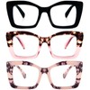 REAVEE 3 Pack Oversized Square Reading Glasses Oprah Style for
