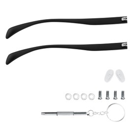 LNQ LUNIQI 1 Pair TR90 Bright Black Glasses Replacement Arms Glasses Double Flat Teeth 8mm Replacement Temple with Screws, Screw Washers and 3-in-1 Screwdriver (Frosted Black)
