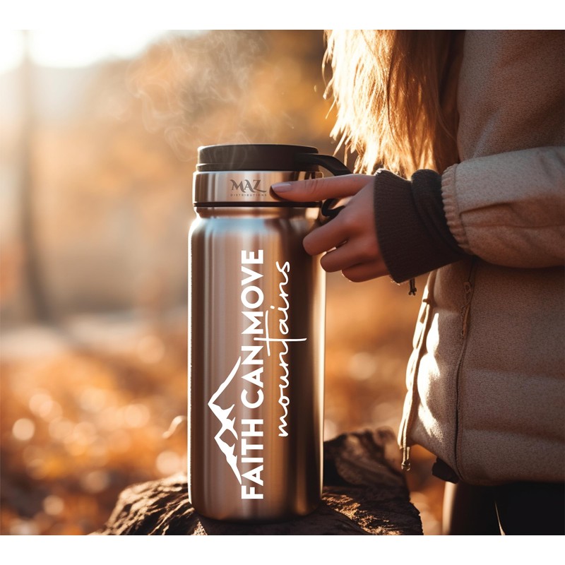 Faith can Move Mountains – Removable Waterproof Sticker for Waterbottle