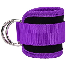 Ankle Strap Ankle Resistance Band Wrist Cuff Padded Strap Adjustable Fitness Glute Kickback D-Ring for Cable Machine Gym Foot Leg Training Brace Support 1 Pack (purple)
