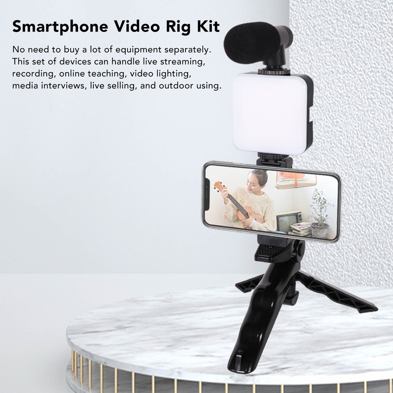 Phone Live Streaming Kit with Fill Light Microphone Sound Cable