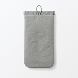 MUJI 84475740 Wrinkle Nylon Flat Pouch with One Hand, Gray, M Approx. 4.1 x 7.3 inches (10.3 x 18.5 cm)