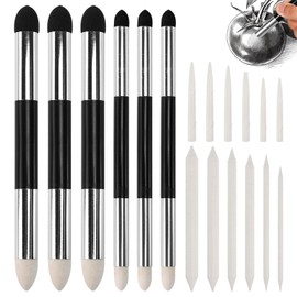 FuxFuis 18 Piece Eraser Pen Set, 12 Pieces Sketch Paper Wiper + 6 Pieces Sponge Eraser Pen Set Eraser Pen Art Sketch Drawing Eraser Pen for Art Students Artists Painters