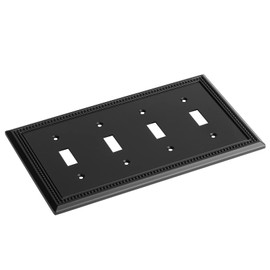 Henne Bery Sunken Pearls Heavy Duty Decorative Wall Plate Switch Plate Outlet Cover (Quad Toggle, Matte Black)