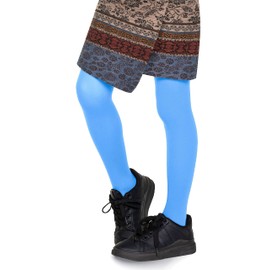 looksy Girls Solid Tights 40 DEN Opaque Soft Microfiber Children Footed Pantyhose Casual Dance School Ballet, Azzurro 9-10 Years