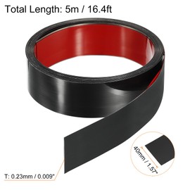 HARFINGTON 16.4ft x 1.57" Wall Trim Peel and Stick Molding Trim Frame, Self Adhesive Stainless Steel Mirror Finish Metal Strip for Wall Ceiling Floor Cabinet Tile Edge, Black