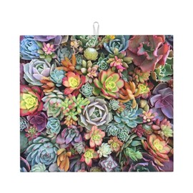 Natural Succulent Cute Watercolor Plant Drying Mat 16x18 Inch For Kitchen Counter Drying Mats Dish For Kitchen Counter Easy Clean Kitchen